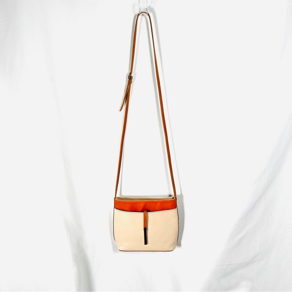Vera Pelle Italian Leather Crossbody Cream Tan Two-Tone Minimalist Quiet Luxury - Picture 11 of 11